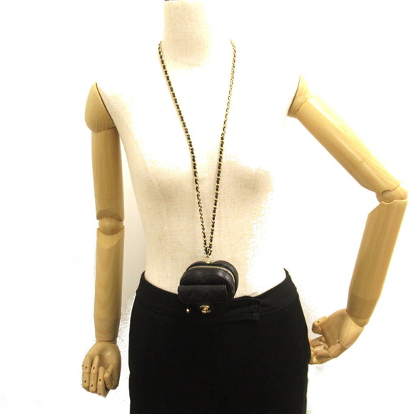 CHANEL mini heart chain Shoulder Bag lambskin sheep leather black - Picture 6 of 10